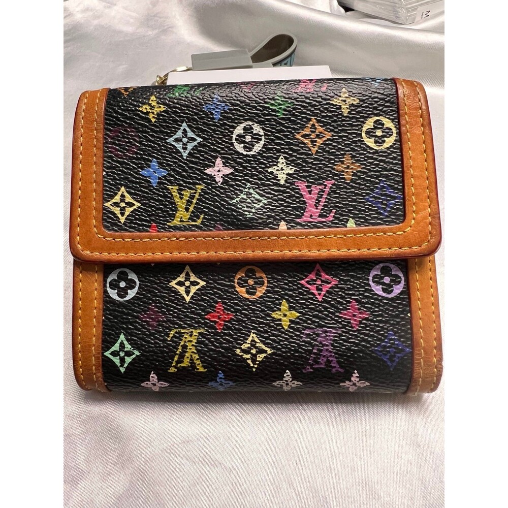 Louis Vuitton Black Multicolore Wallet Authentic Murakami